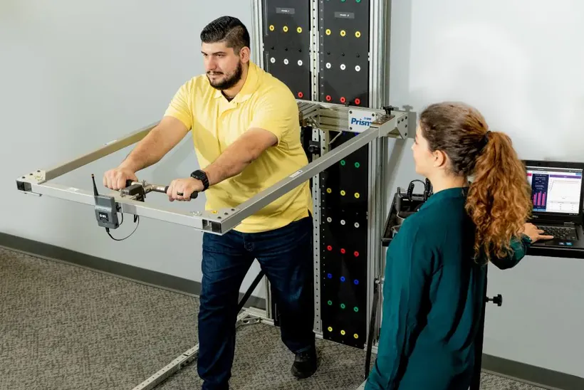 A patient completing capacity and strength testing