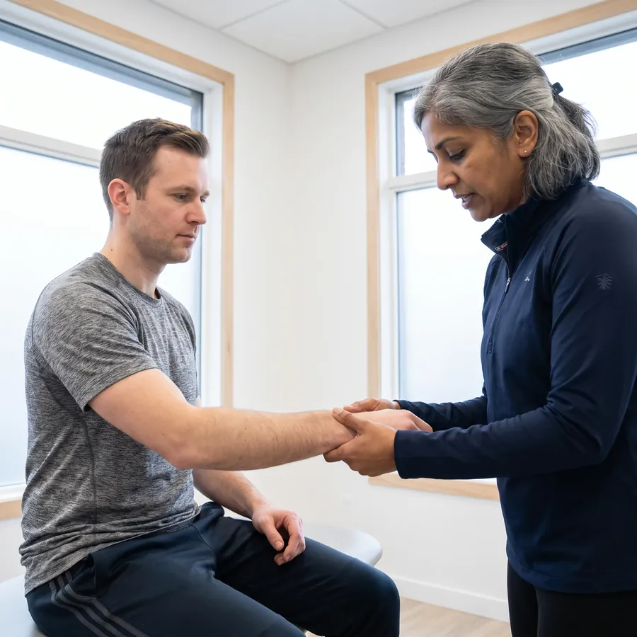 Therapist performing hands-on manual therapy